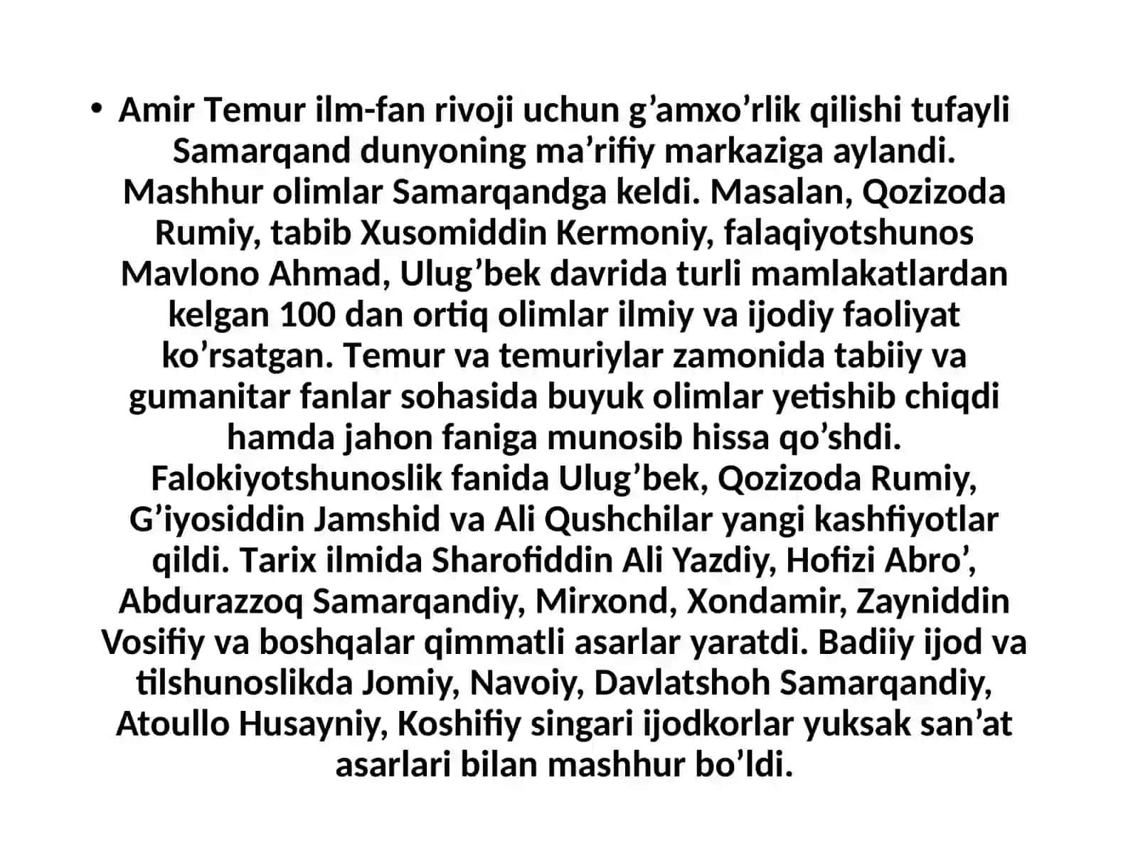 AMIRTEMUR DAVRIDA IJTIMOIY VA MA'DANIY SOHADAGI O'ZGARISHLAR 3