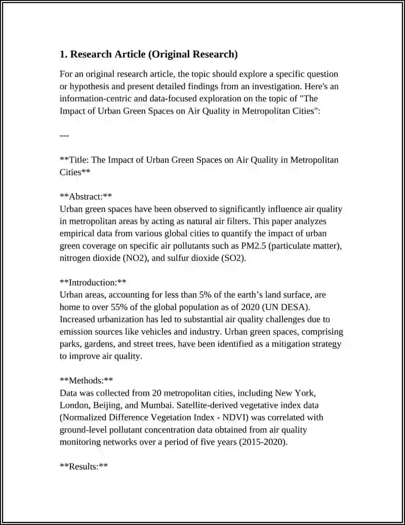 The Impact of Urban Green Spaces on Air Quality in Metropolitan Cities 3