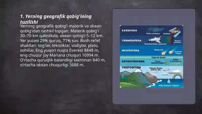 Yerning geografik qobig'i.Atmosfera 3