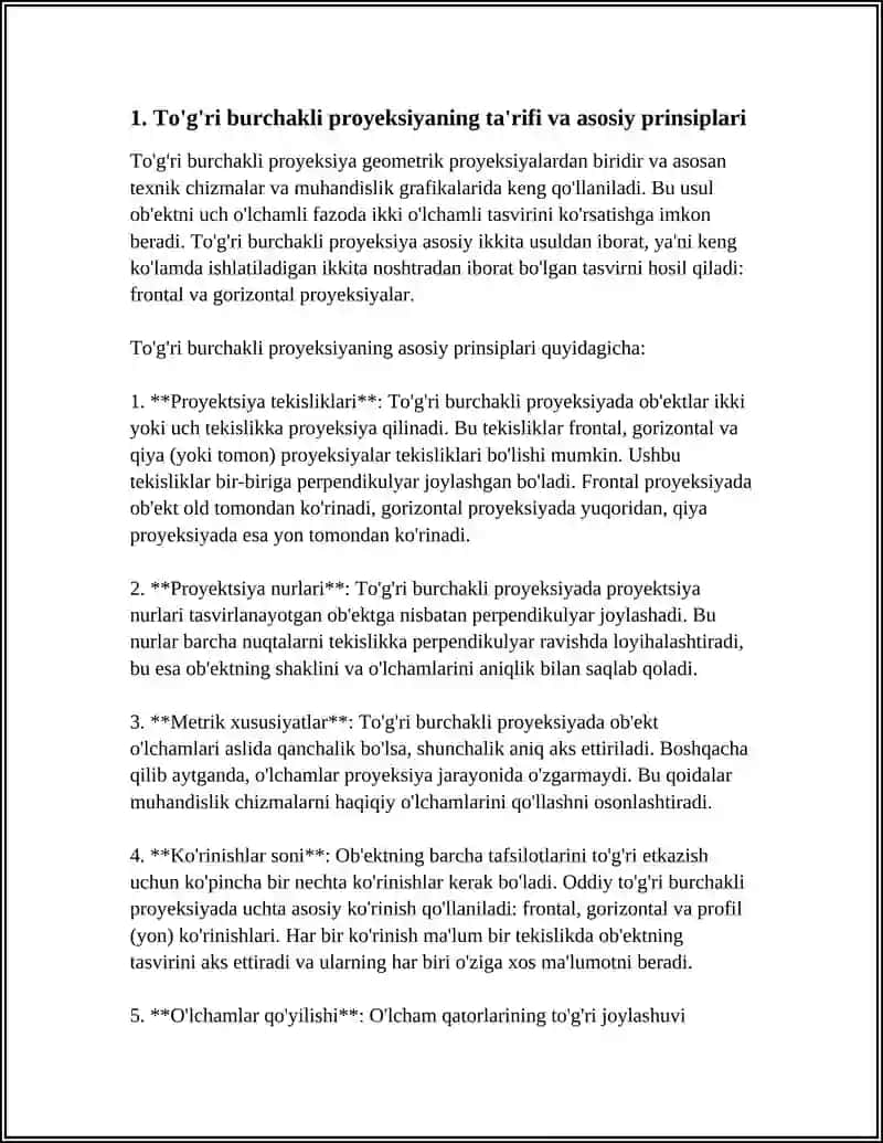 TO'G'RI BURCHAKLI.PROREKSIYALAR YARATISH 3