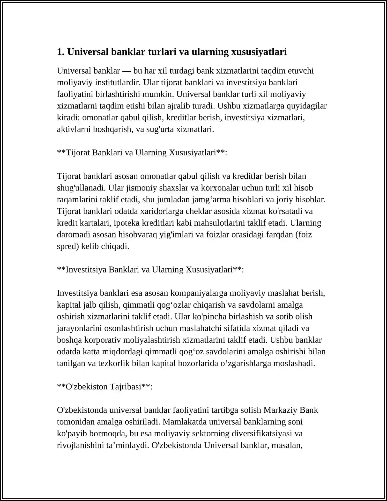 UNIVERSAL BANKNING BALANSINI TAHLIL QILISH 3
