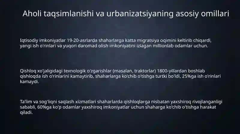 Aholining joylashuvi va urbanizatsiya 3