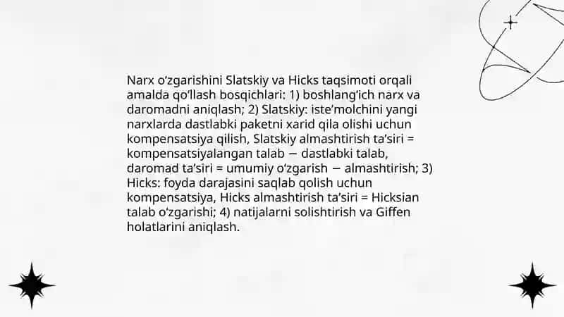 Almashtirish va daromad samarasini amalda qo‘llash 3
