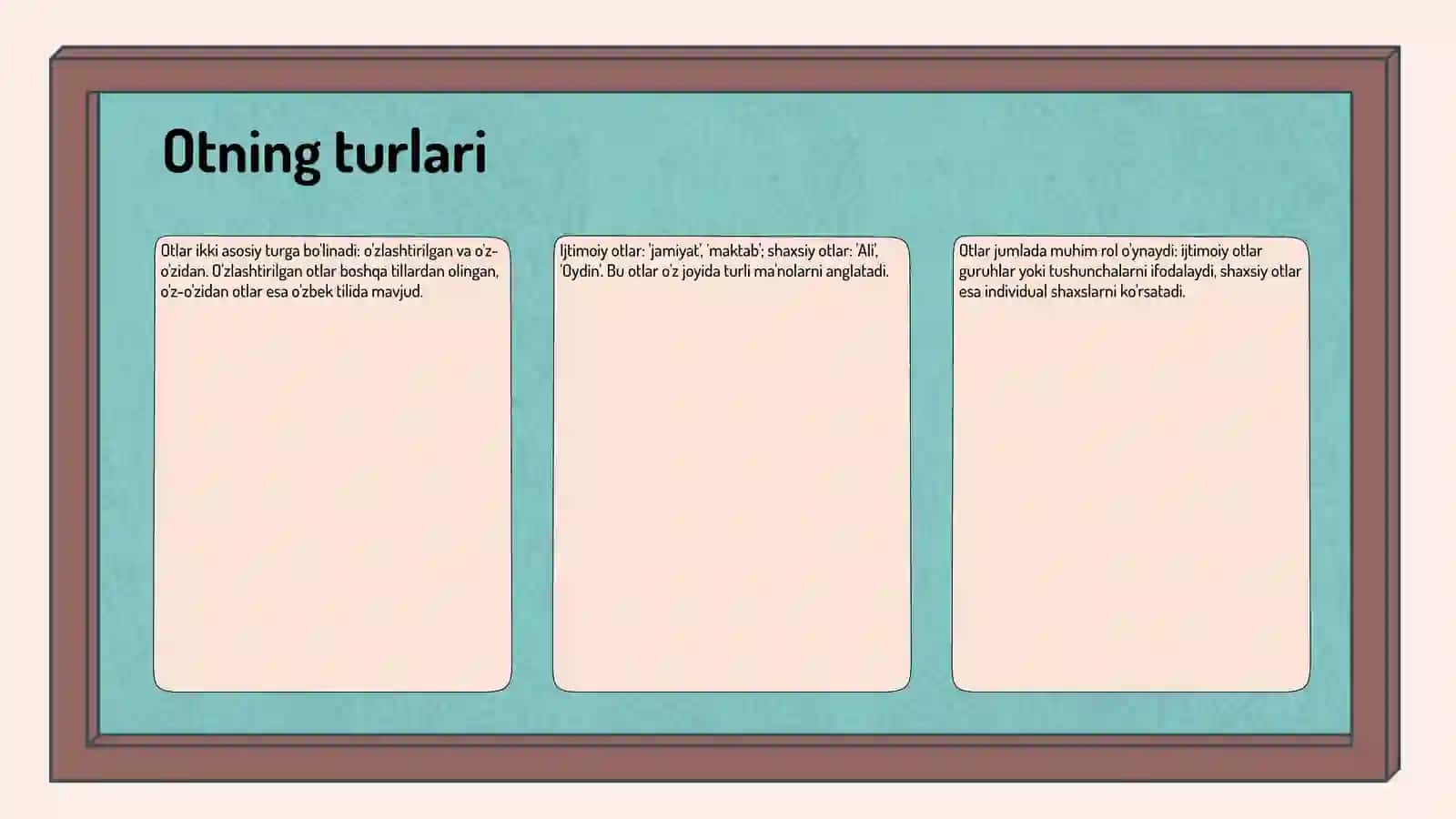 Ot,  sifat, son so‘z turkumlari 3