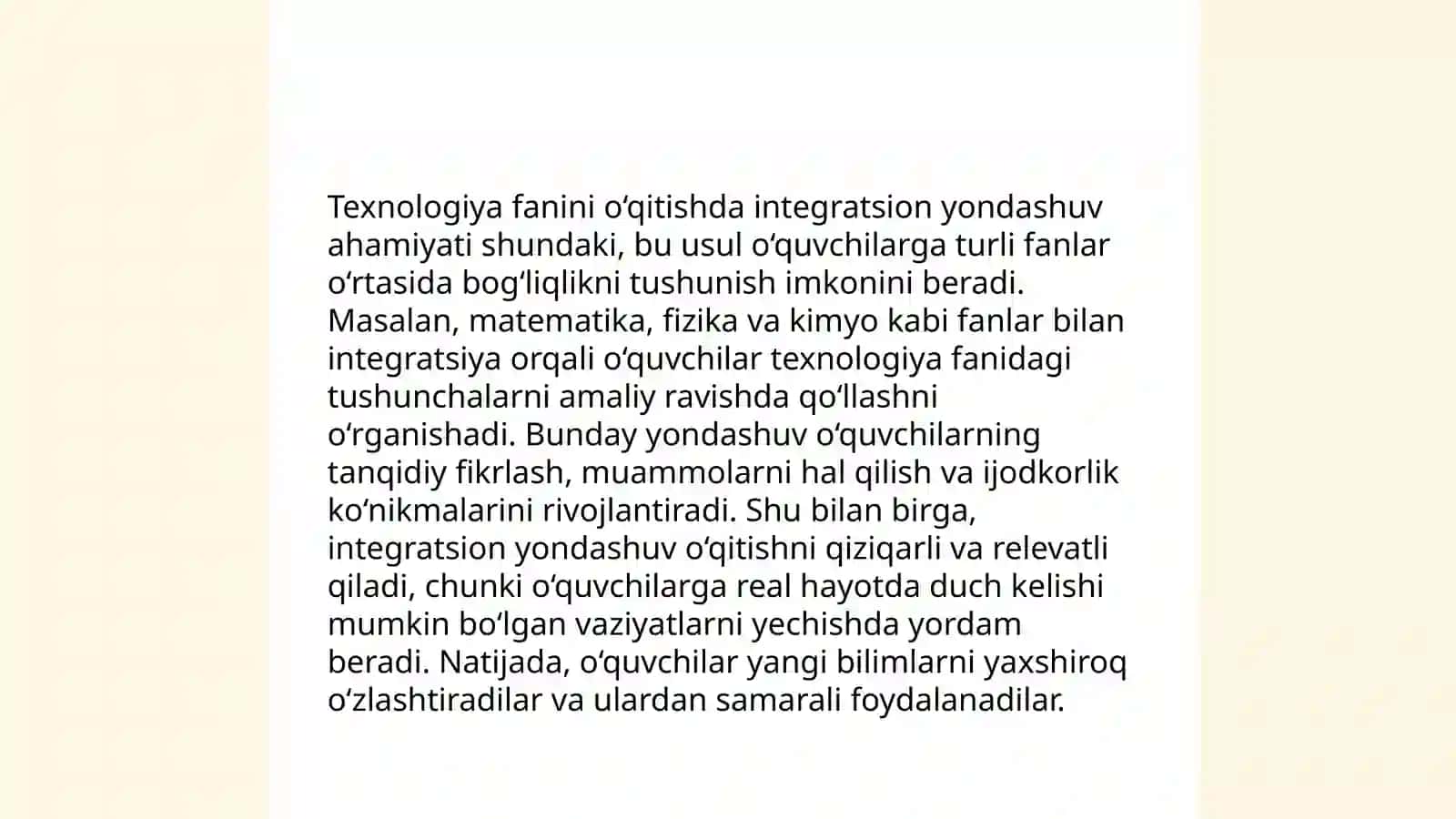 Texnalogiya fani darslariga integratsion yondashuv 3
