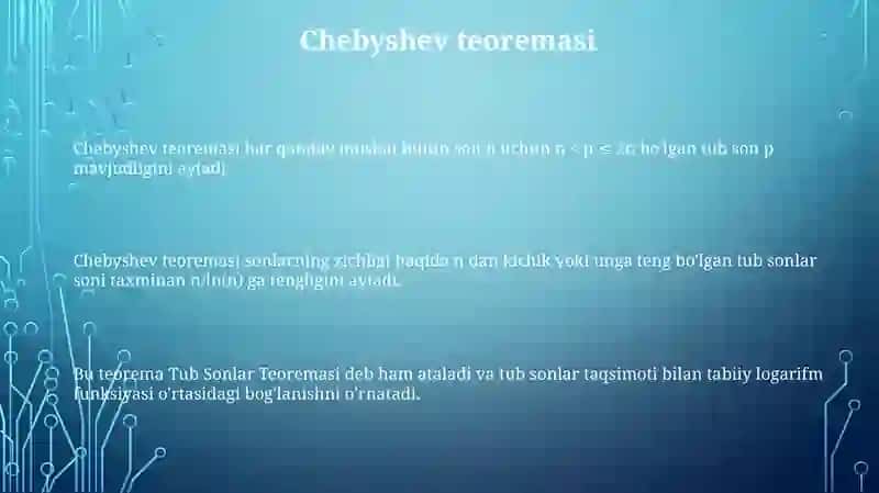 Chebishevning tub sonlarni zichligi haqidagi teoremasi 3