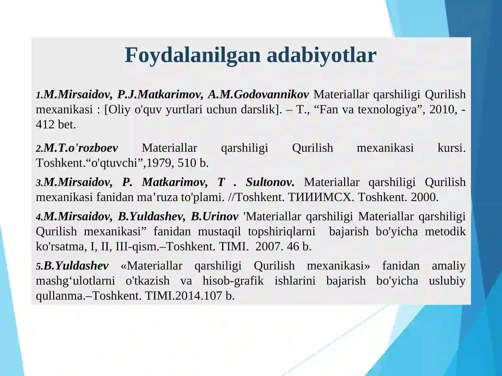 “MАTERIАLLАR QАRSHILIGI.QURILISH MEXАNIKАSI” 3