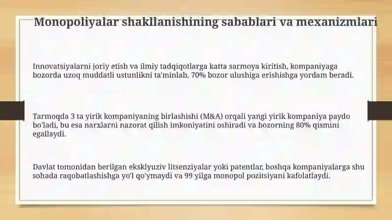 Monopoliyaning shakllanishi va raqobatning kuchayishi 3