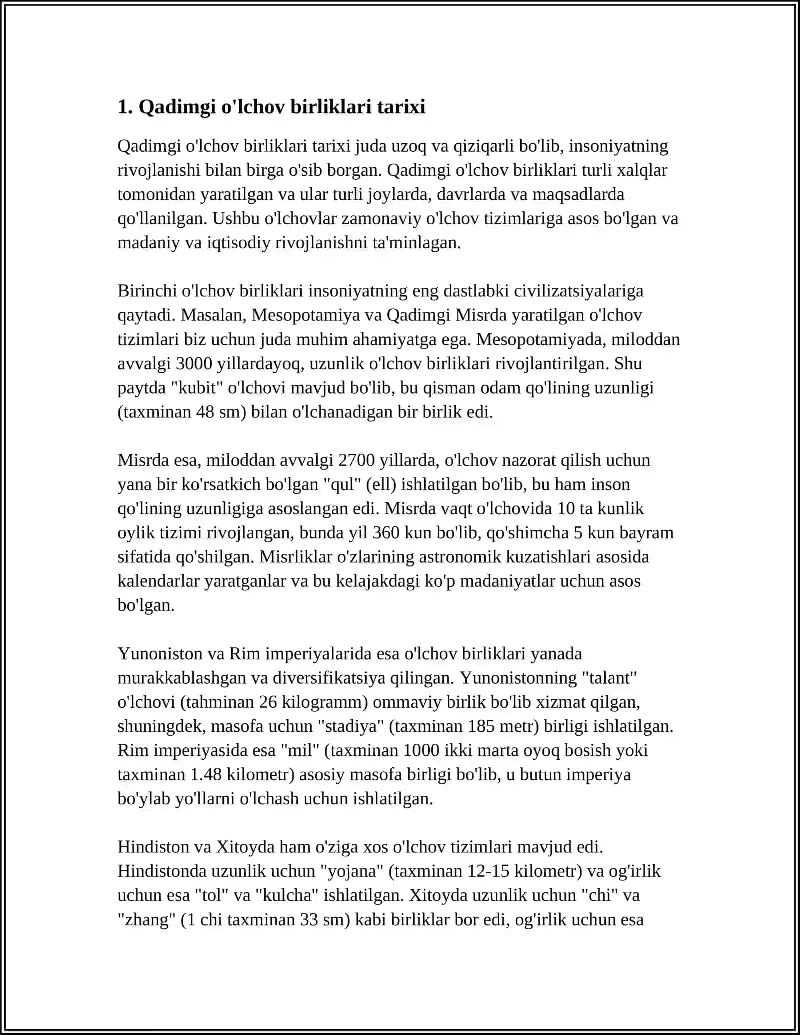 QADIMGI O'LCHOV BIRLIKLARI HAQIDA MA'LUMOT 3