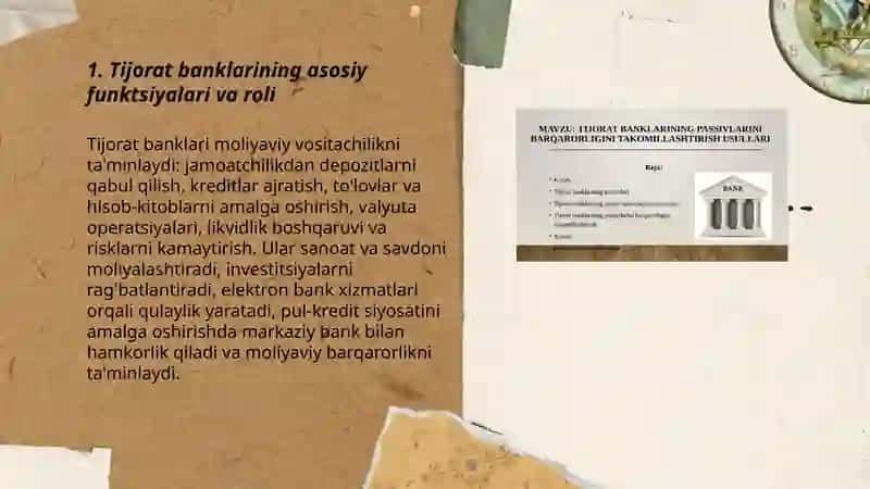 Tijorat banklarining funktsiyalari va operatsiyalari 3