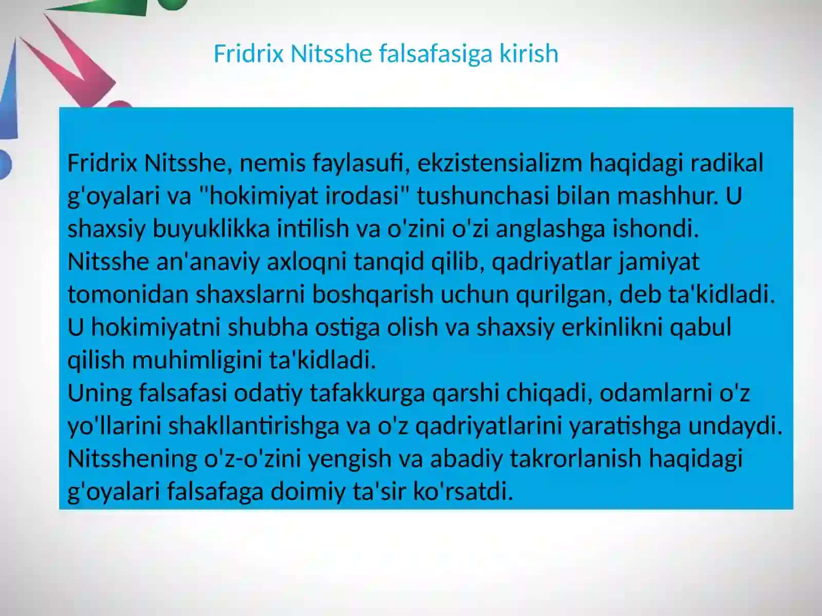 Fridrix Nitsshe falsafasi 3