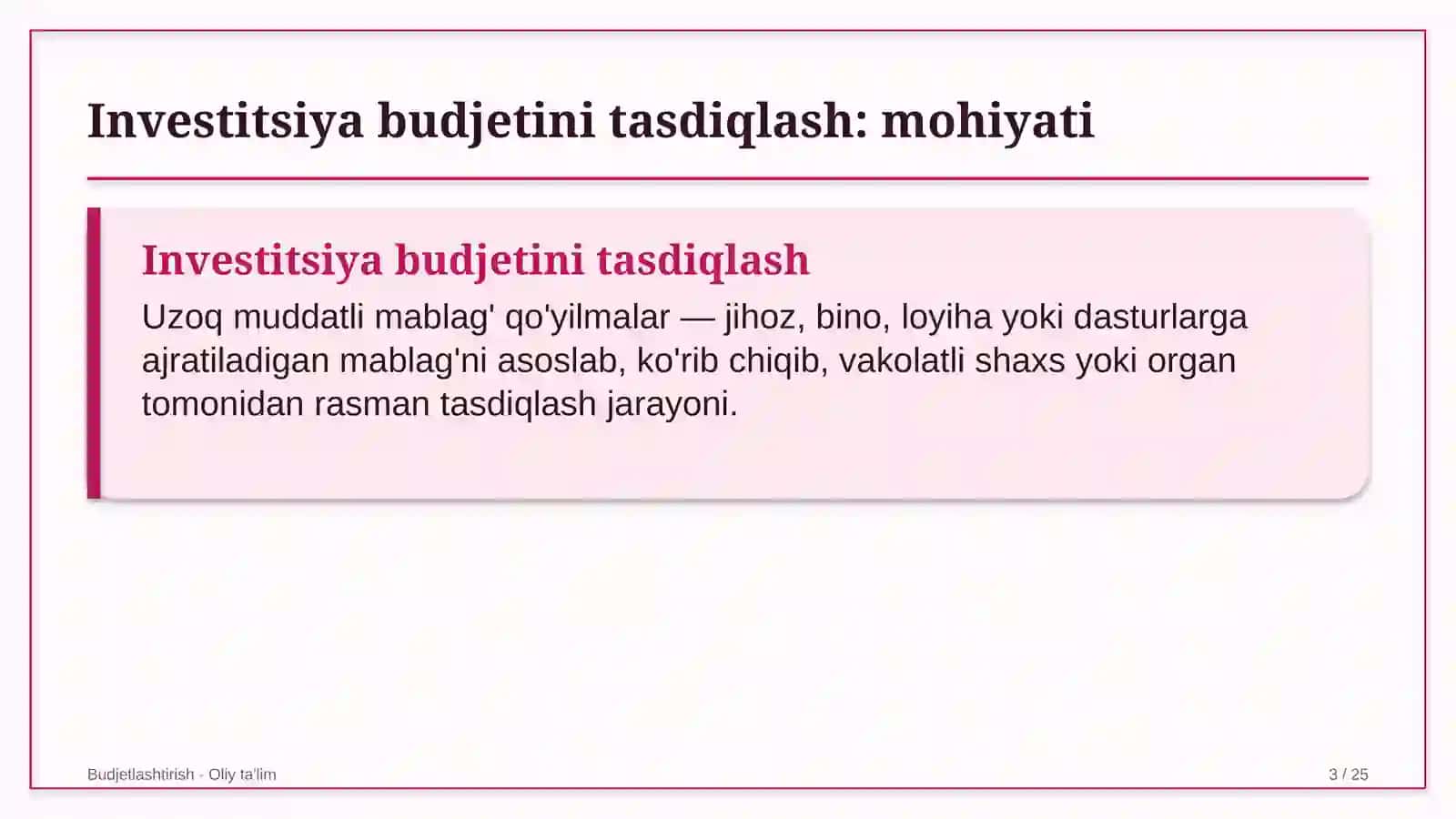 nonvoyxonalarda investitsiya budjetini tasdiqlash 4140 3