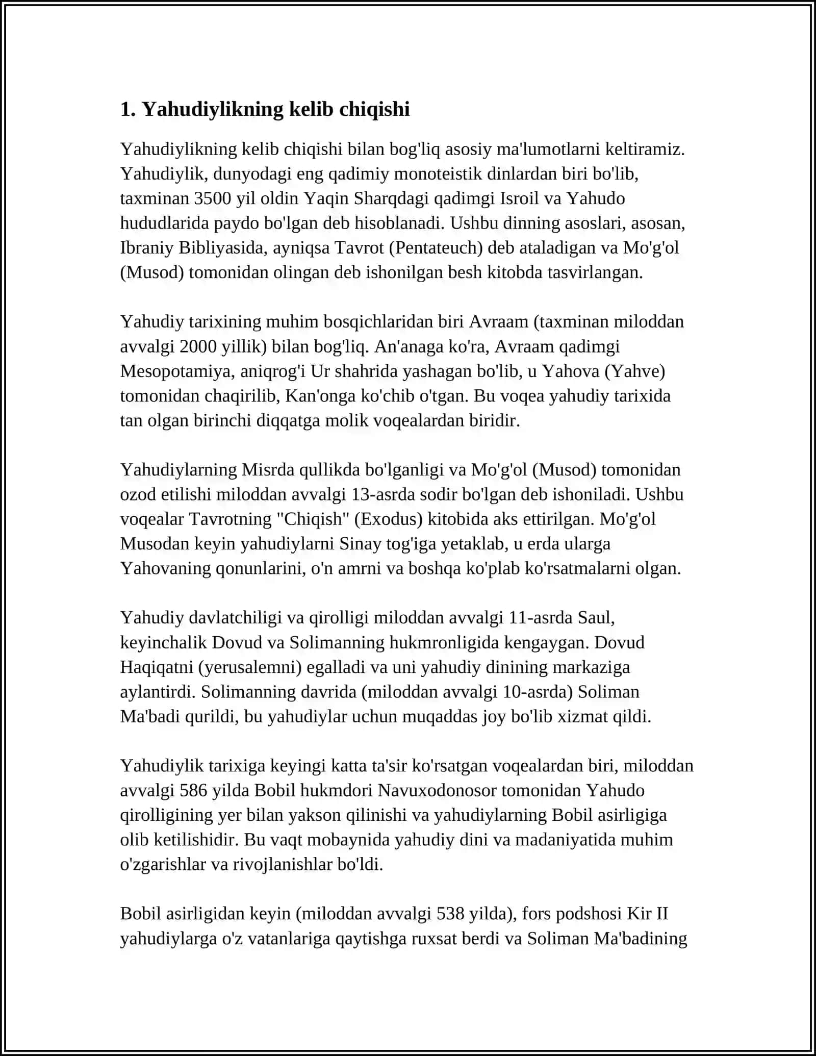 YAHUDIYLIK TA'LIMOTI, AN'ANA VA MAROSIMLARI 3