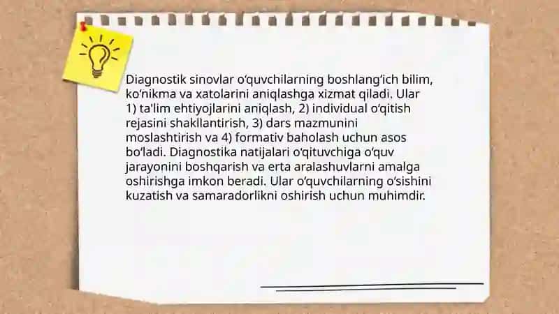 Diagnostik sinovlar va ularning o‘quvchilarning bilimini aniqlashdagi roli 3