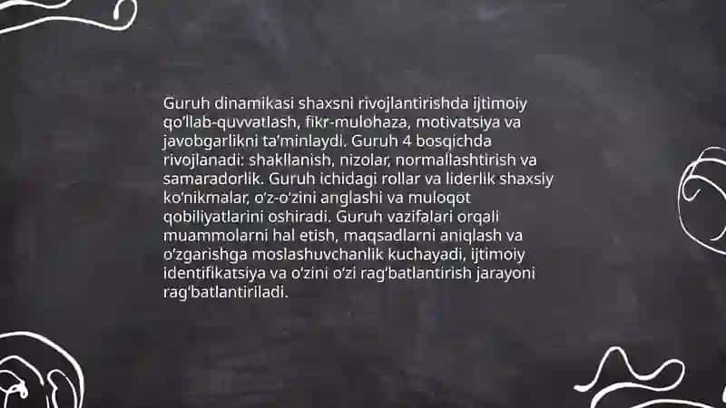 Guruh dinamikasi va shaxsni taraqqiyotga olib kelish 3