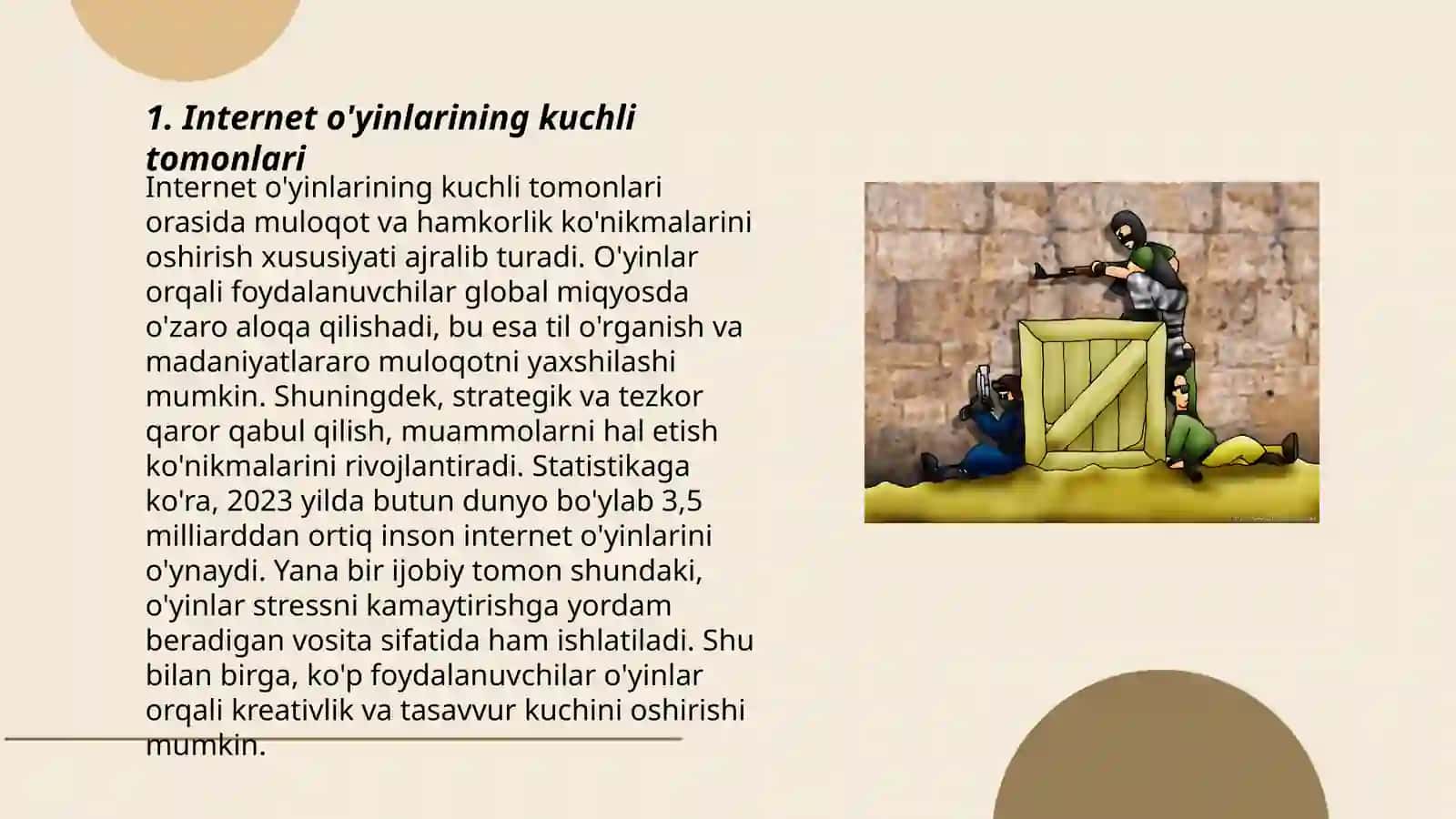 Internet o’yinlarining kuchli,zaif,taxdidlari va imkoniyatlar 3