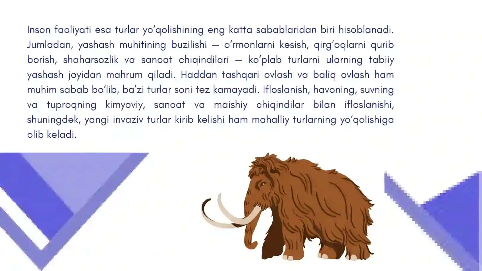 Turlar yo'qolishi sabablari va oqibatlari 3