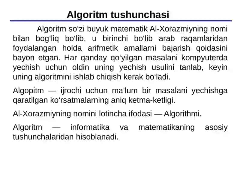 Algoritm va uning turlari 3