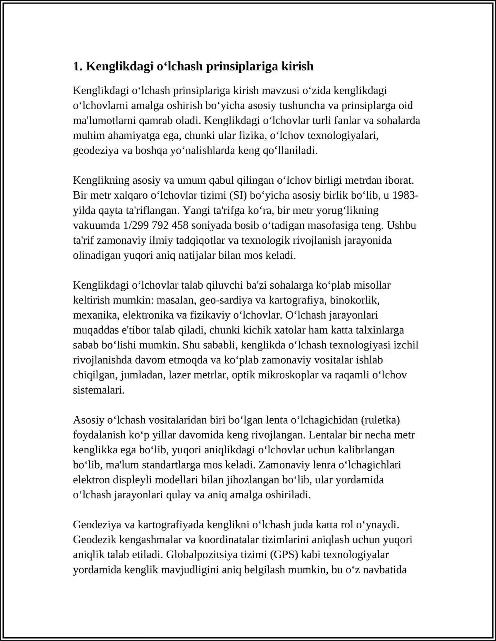 KENG ADIRLIKDAGI O'LCHASH NATIJALARINI BAXOLASH 3
