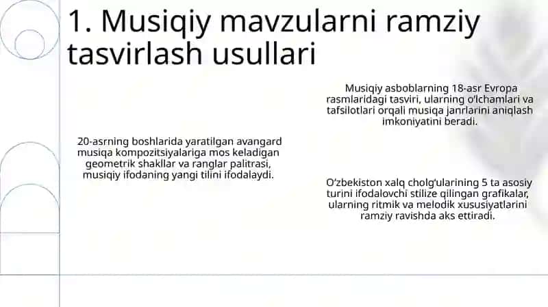 Musiqaga oid koʻrgazmali qurollar doirasida taqdimot tayyorlash 3