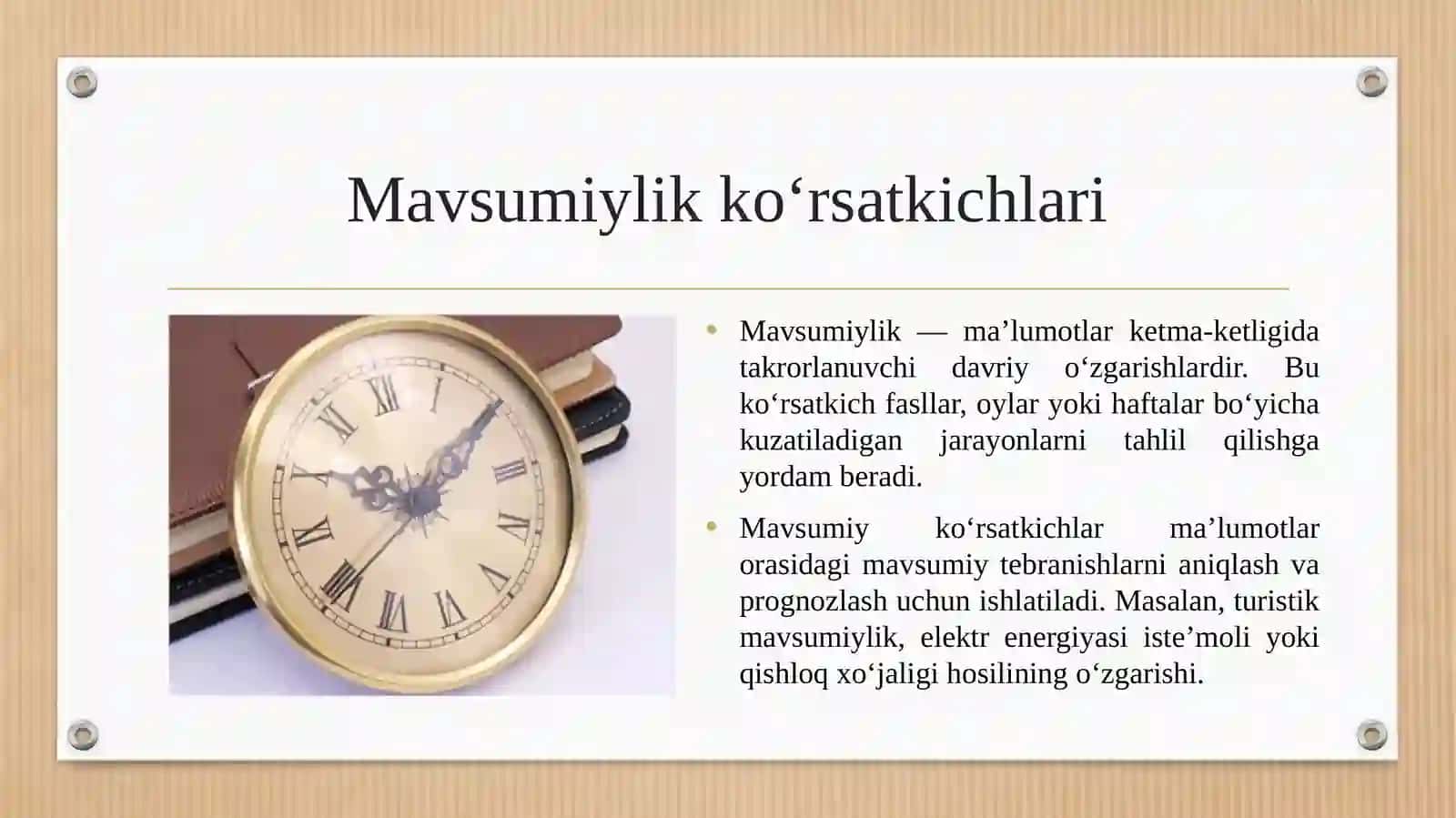 Vaqt qatorlari tahlil qilish ko‘rsatkichlari 3
