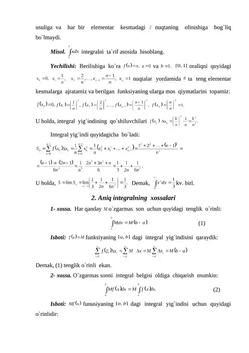 Aniq integral va uni hisoblash 3