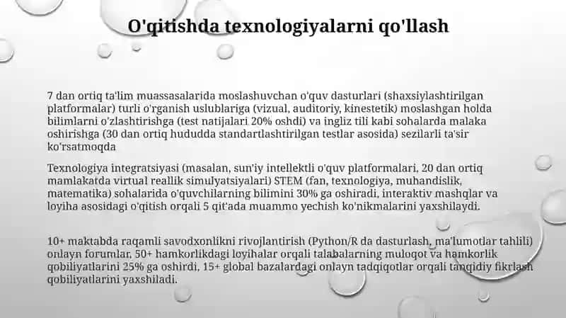 Oʻquvchilarning bilim koʻnikma malakalarni tashkil etish 3