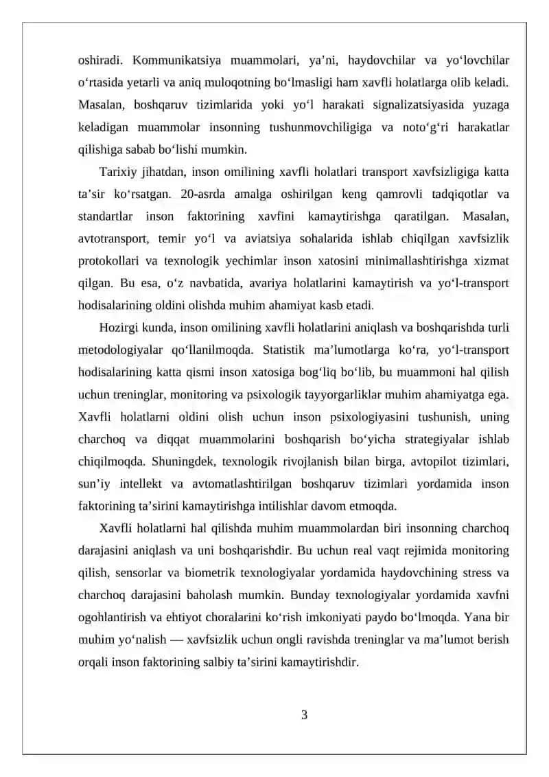 Transportda inson omilining taʼsiri 3