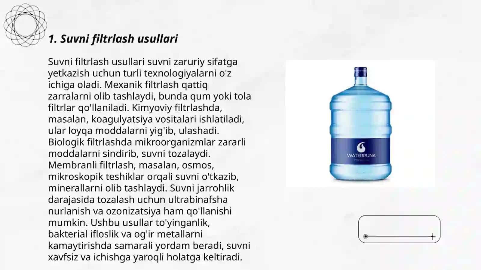Ichimlik suvining sifatini yaxshilashdagi asosiy usullar 3
