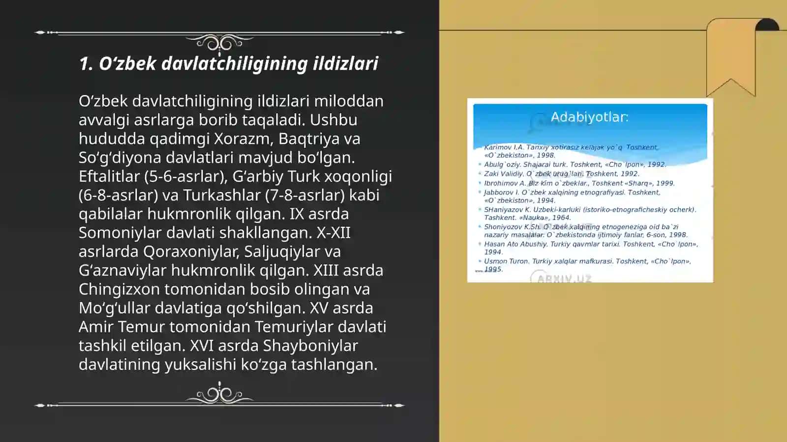 O‘zbek davlatchiligining shakllanishi va taraqqiyot boschiqlari 3