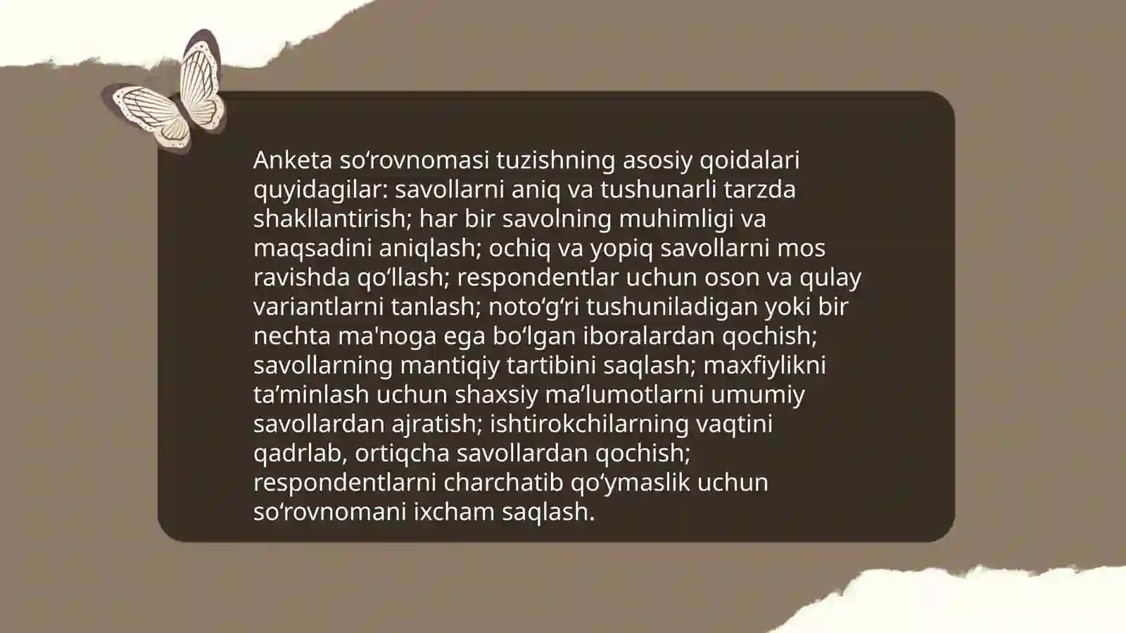 Anketa so'rovnomasi tuzishning asosiy qoidalari 3
