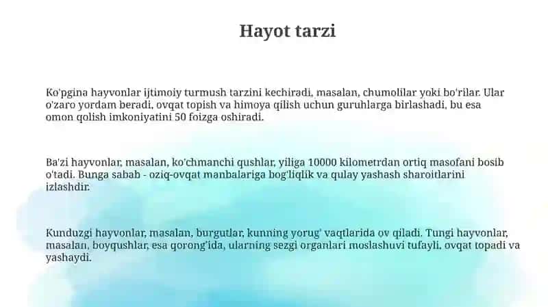 Hayvonot olami turlari 3