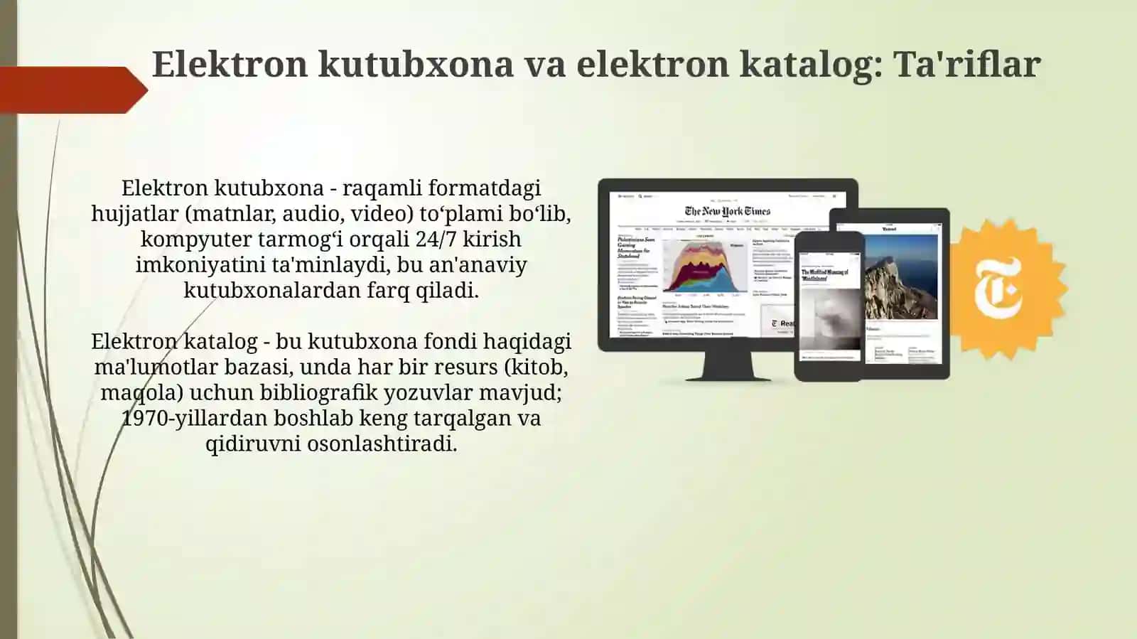 Elektron kutubxona va elektron katalog: Ta'rif va rivojlanish 3
