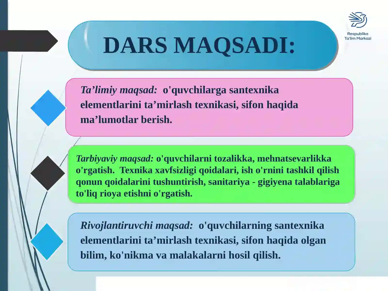 SANTEXNIKA ELEMENTLARINITA’MIRLASH TEXNIKASI. SIFON 3