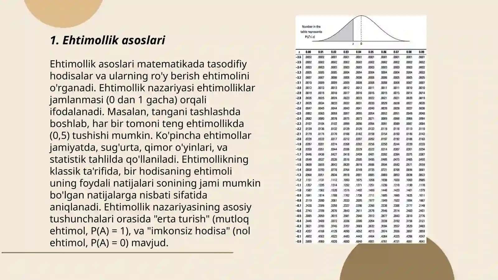 Ekonometrikada ehtimollar nazaryasi va matematik statistikaning asosiy tushunchalari 3