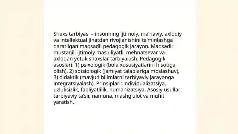 Shaxs Tarbiyasi va Rivojlanishi 3
