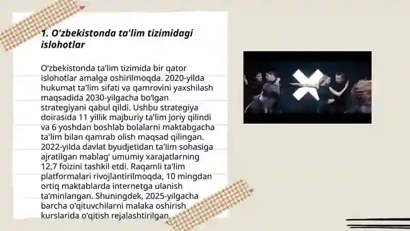 O'zbekistonda ta'lim tizimidagi islohotlar 3