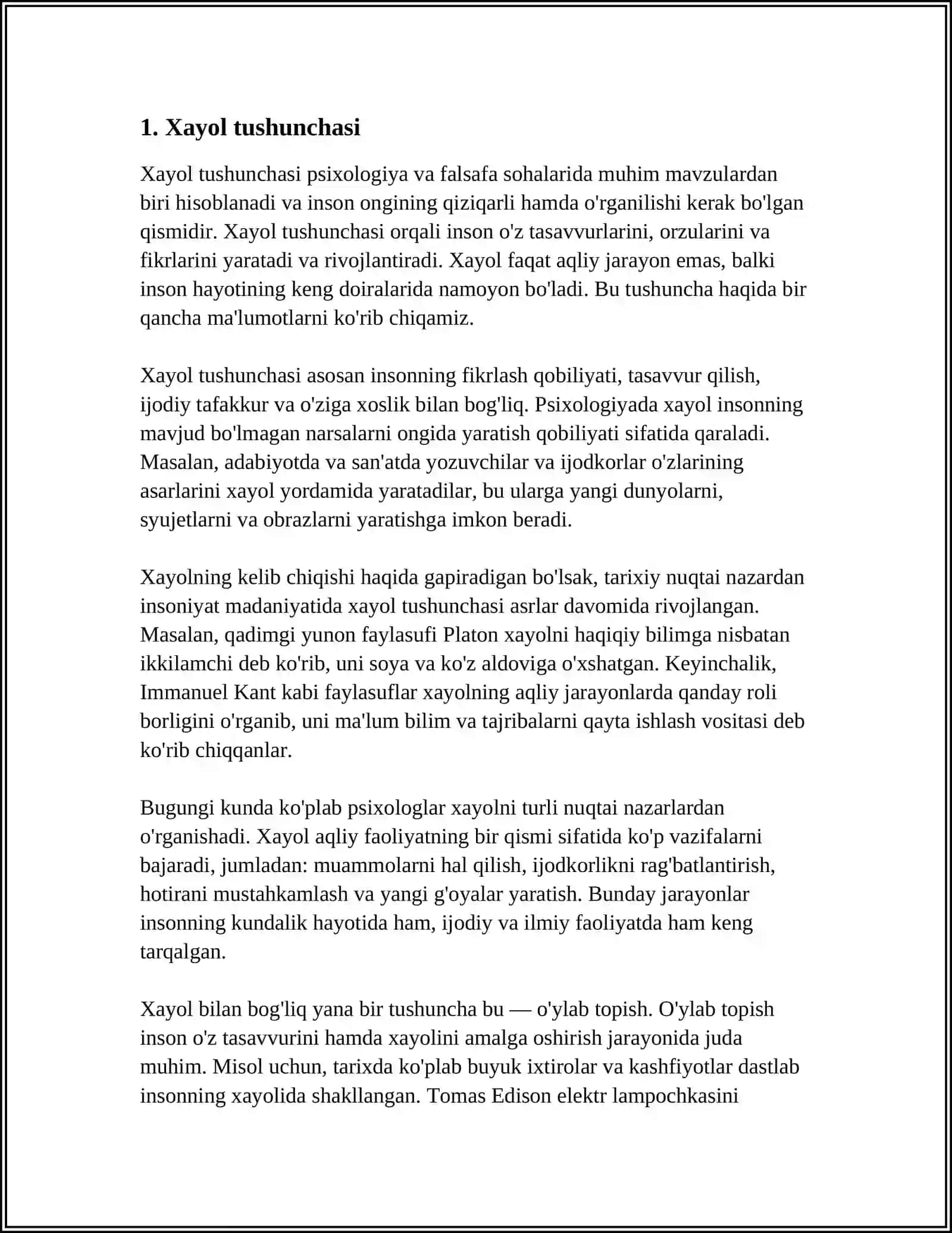 Xayol haqida tushunchalar 3