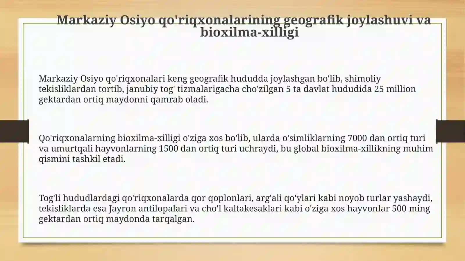 Oʻrta Osiyo qoʻriqxonalari 3