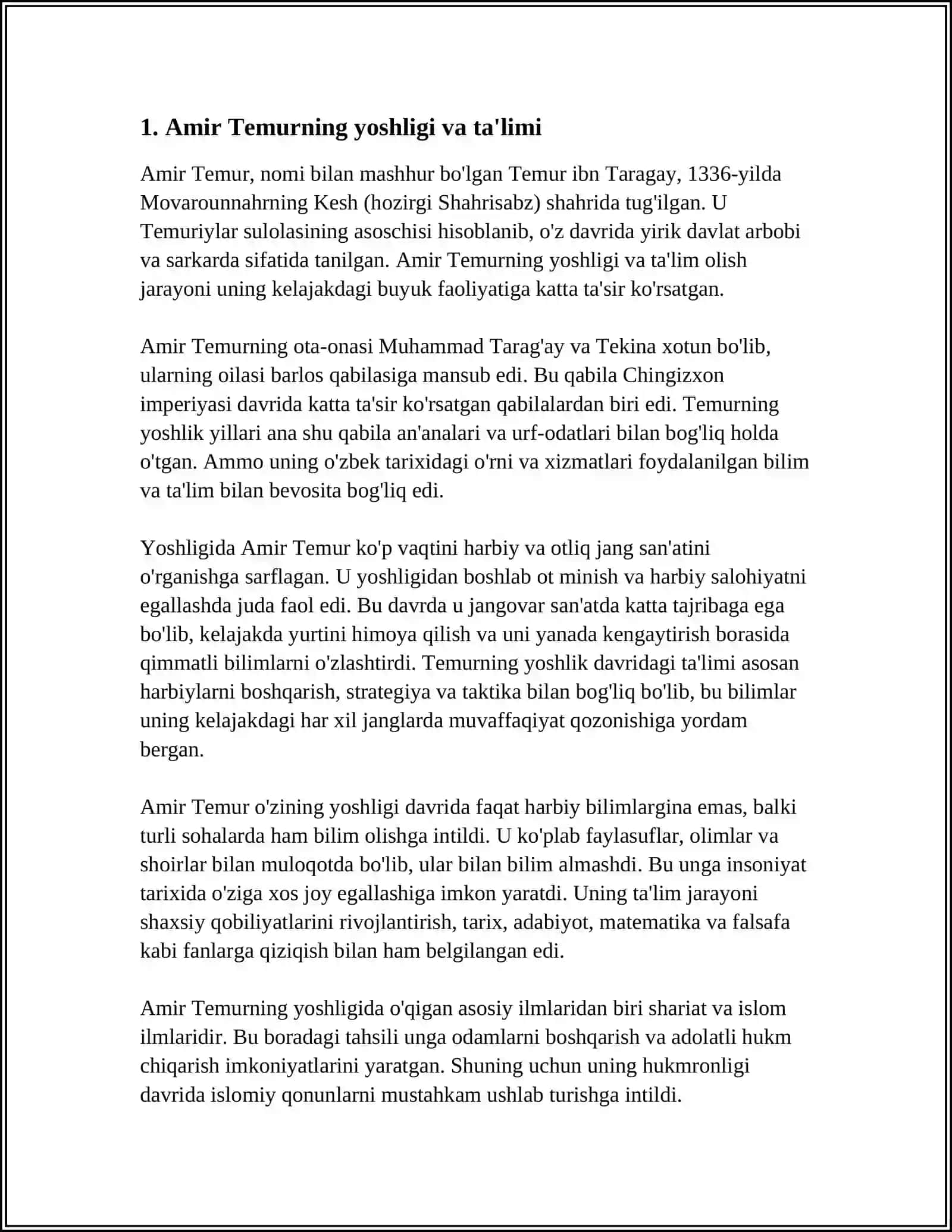 AMIR TEMURNING YURISHLARI 3