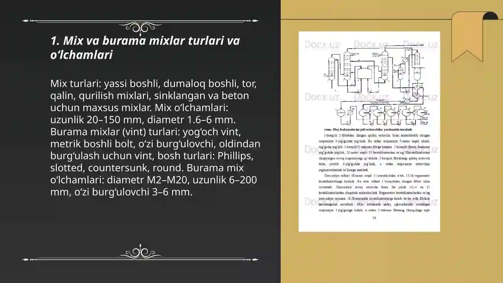Mix va burama mixlar yordamida oddiy birikma tayyorlash texnologiyasi 3