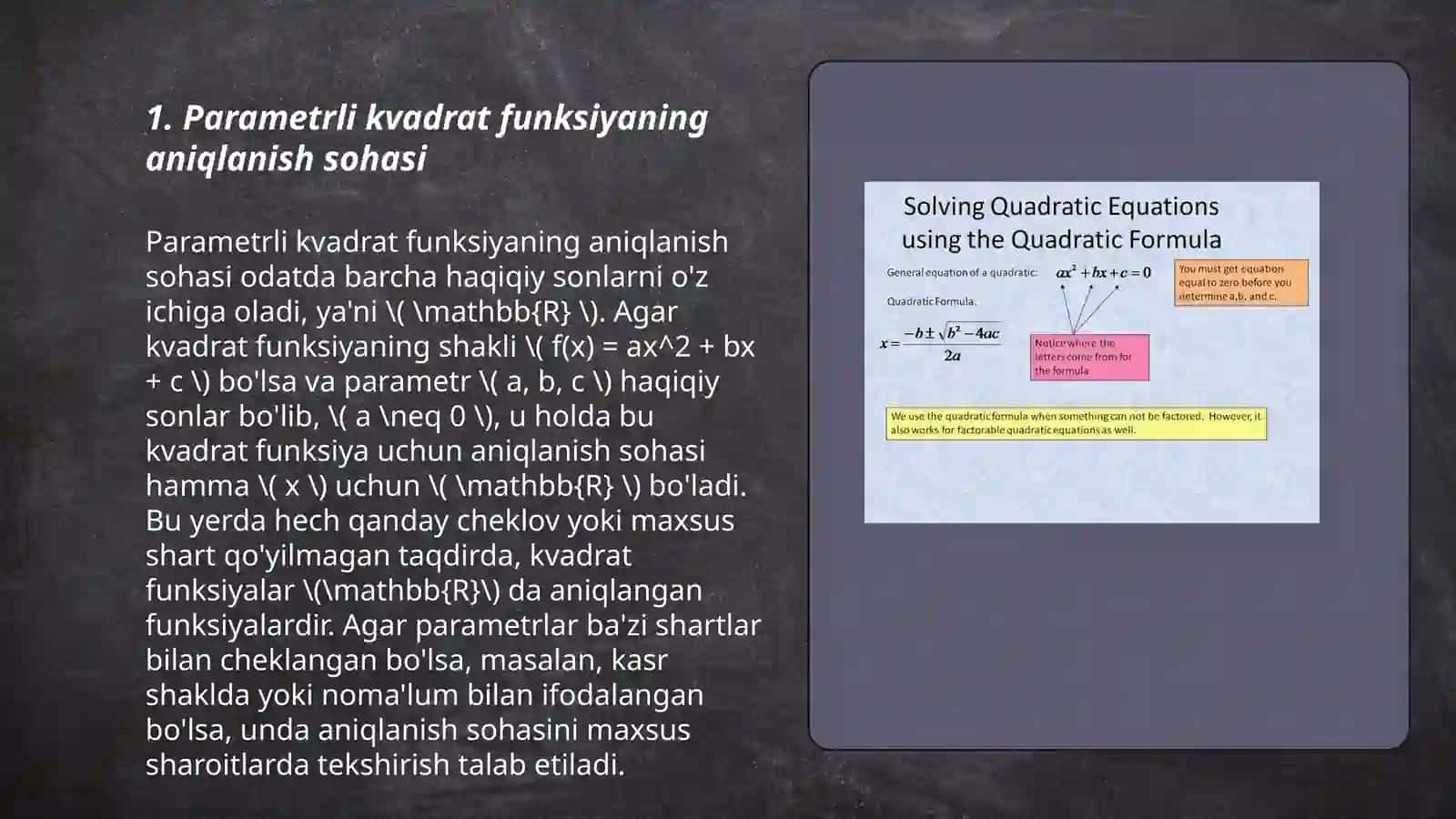 Parametrli kvadrat funksiyalar 3