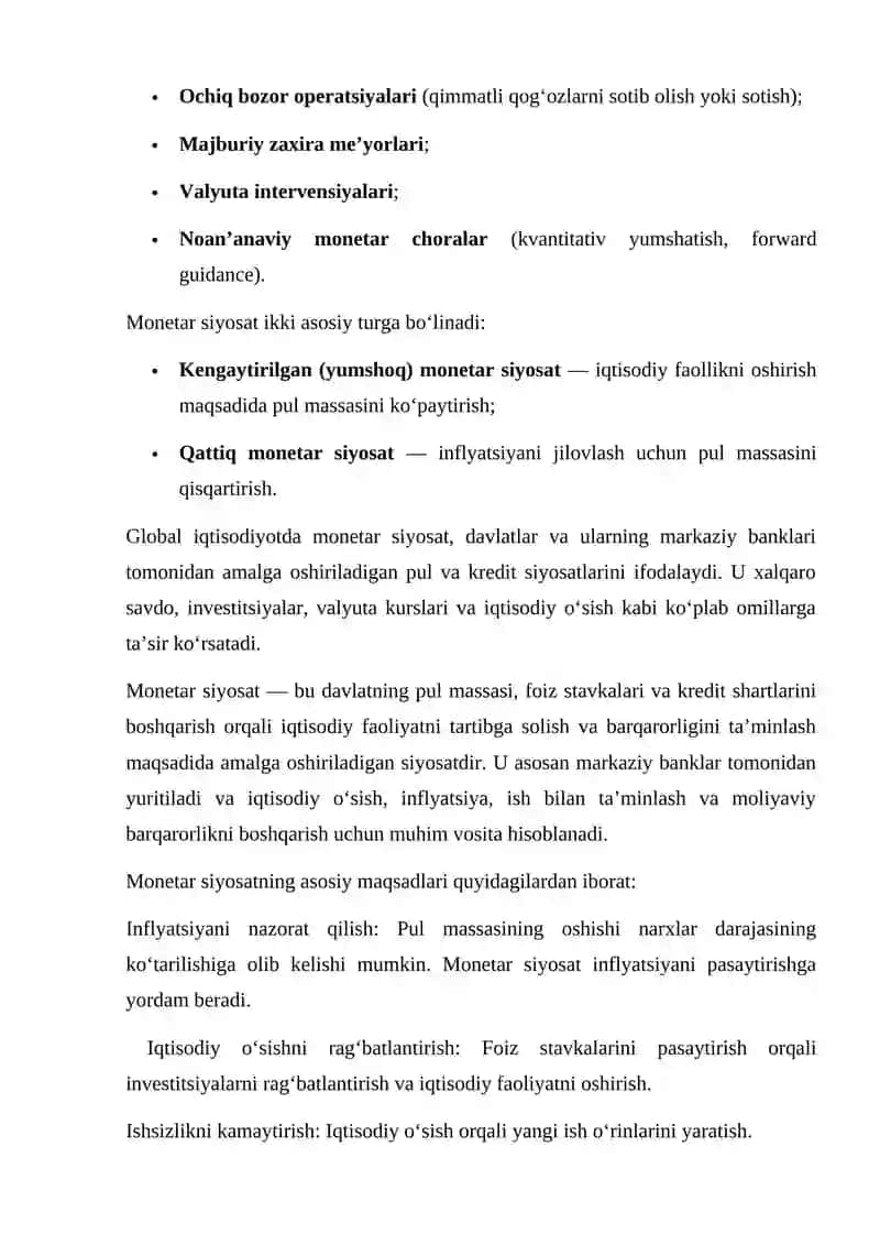 JAHON IQTISODIYOTIDA MONETAR SIYOSATNING GLOBAL TA’SIRI 3