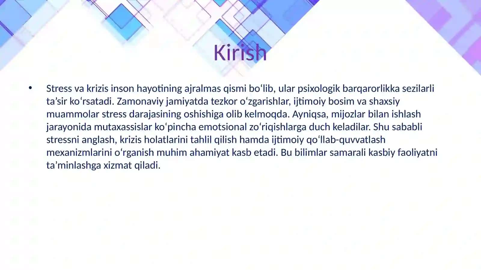 Stress, kirizis va ijtimoiy qo'llab quvvatlash, mijoz bilan ish jarayonida stressni yengish 3