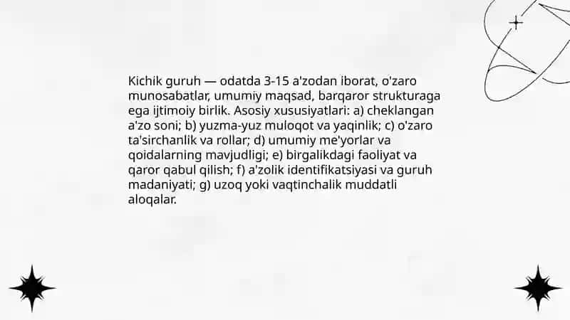 Kichik guruhdagi momolar.kichik guruhlarning klassifikatsiyasi 3