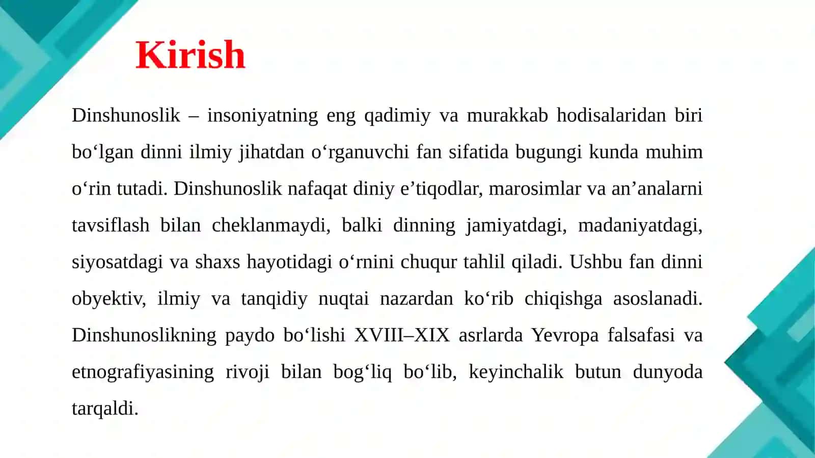 Dinshunoslik fanning maqsadi va vazifalari 3