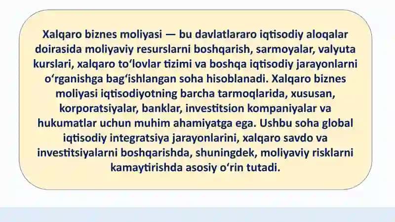 Xalqaro biznes moliyasi 3