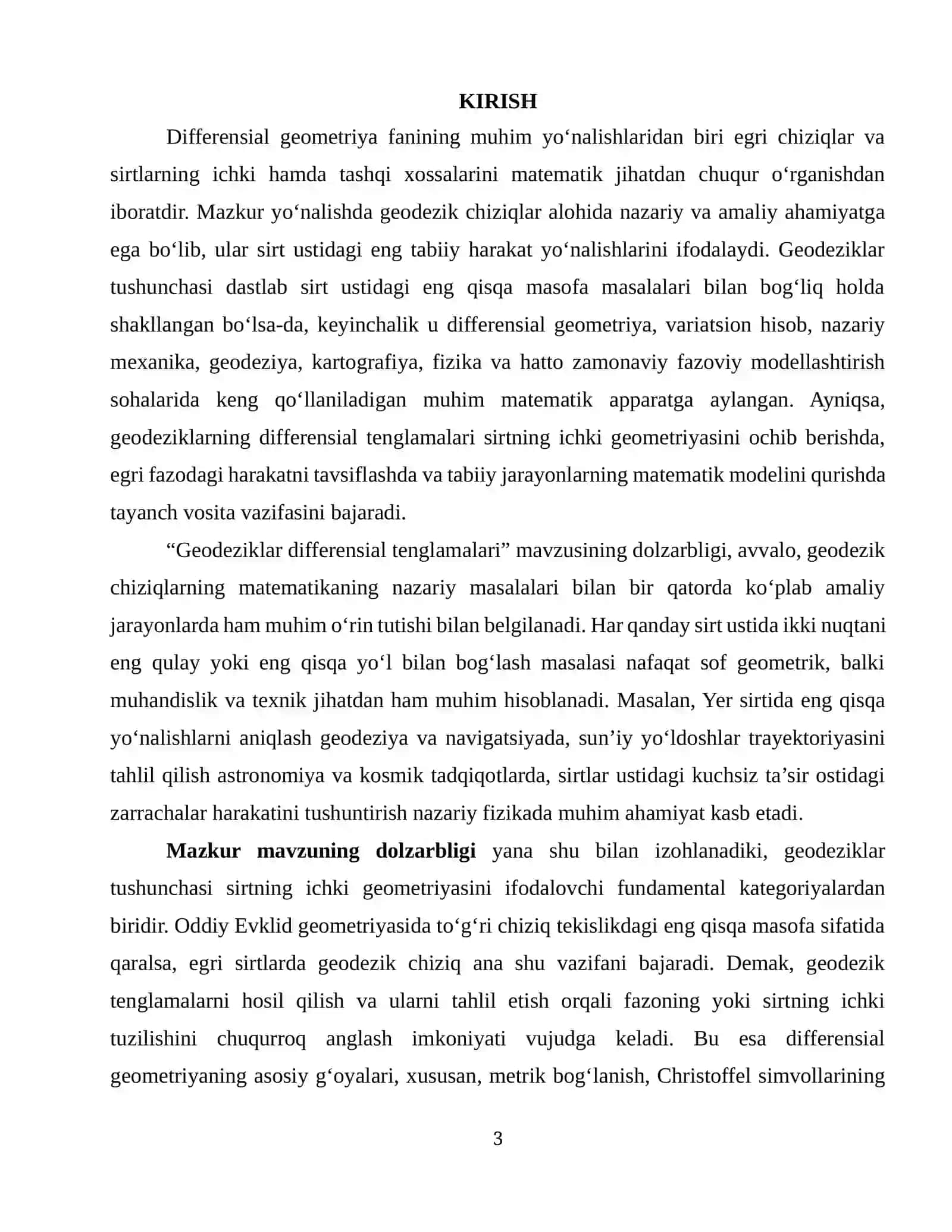 GEODEZIKLAR DIFFERENSIAL TENGLAMALARI 3