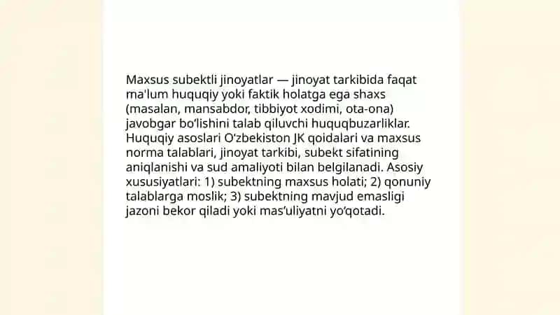 Maxsus subektli jinoyatlar 3