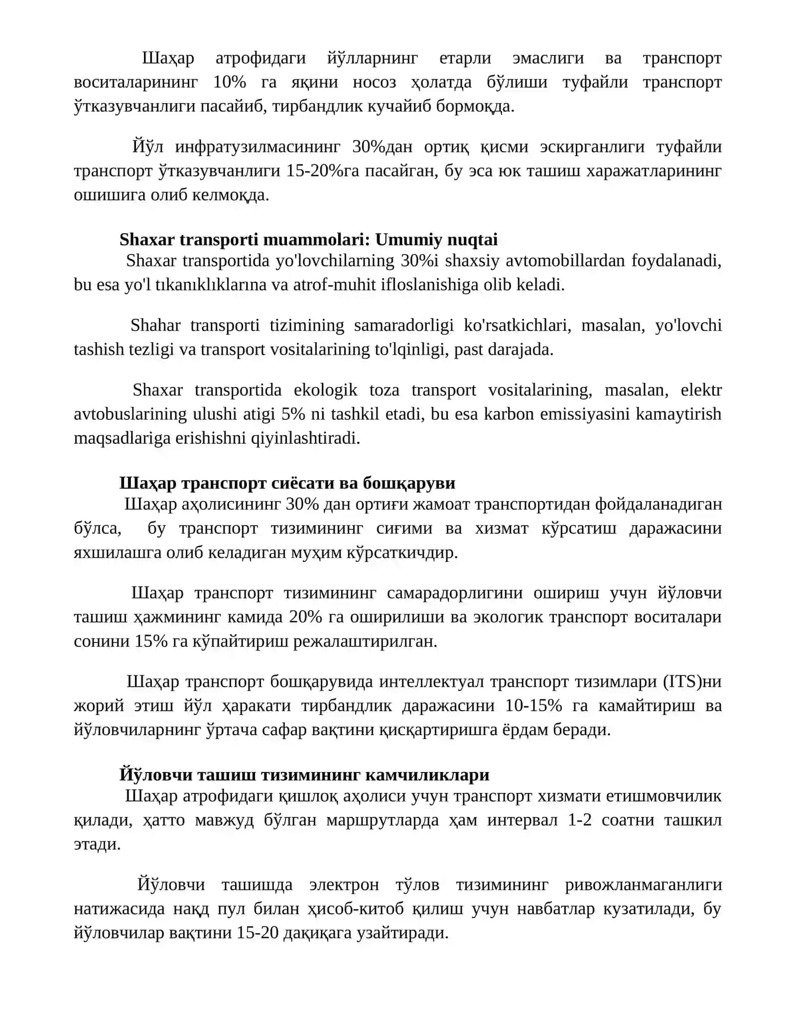 Shaxar transport muammolari 3